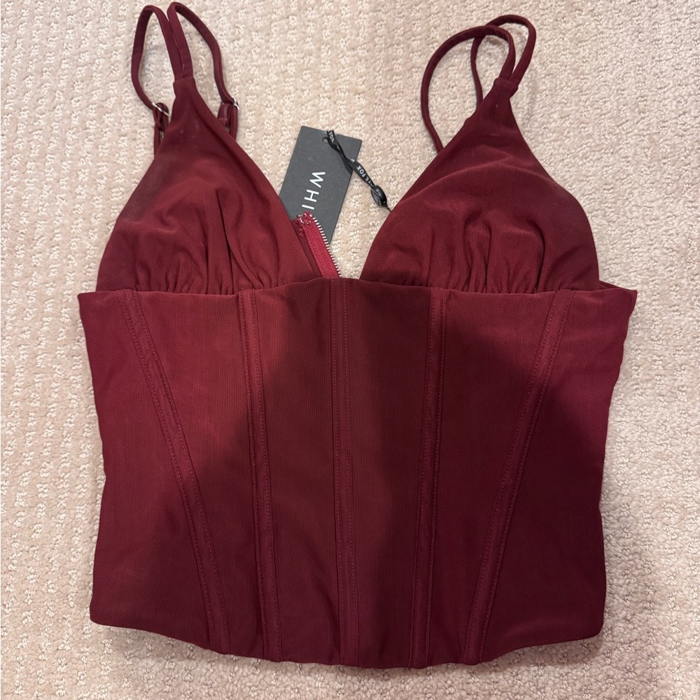 White Fox Boutique Burgundy Corset Top